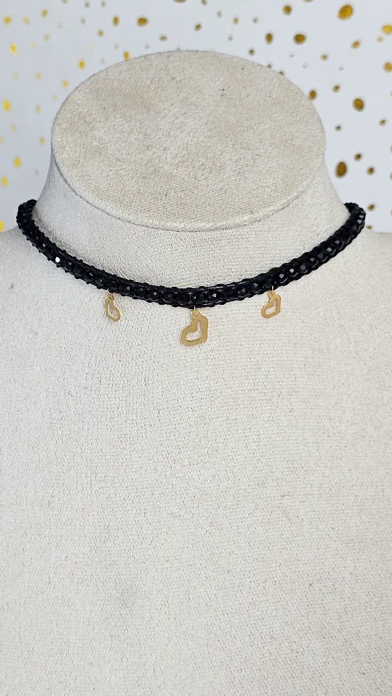 18K Gold Heart Pendant Choker Necklace for Everyday Wear