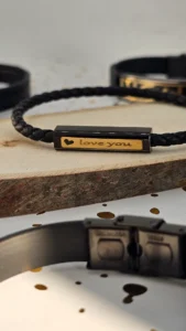 18K Gold Engraved “Love You” Bracelet