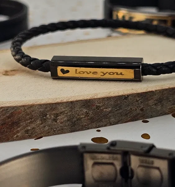 18K Gold Engraved “Love You” Bracelet