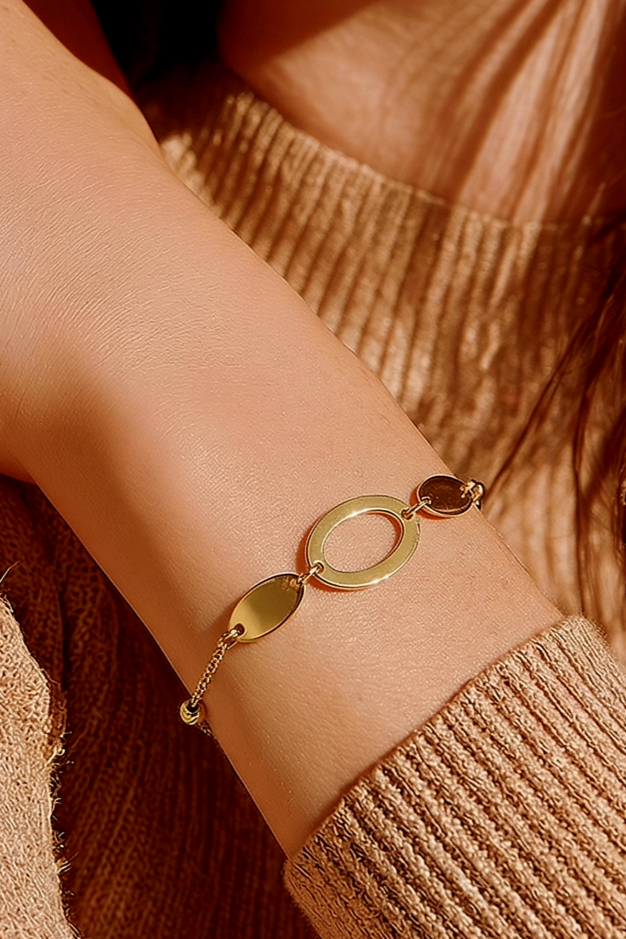 18k gold oval link minimalist bracelet