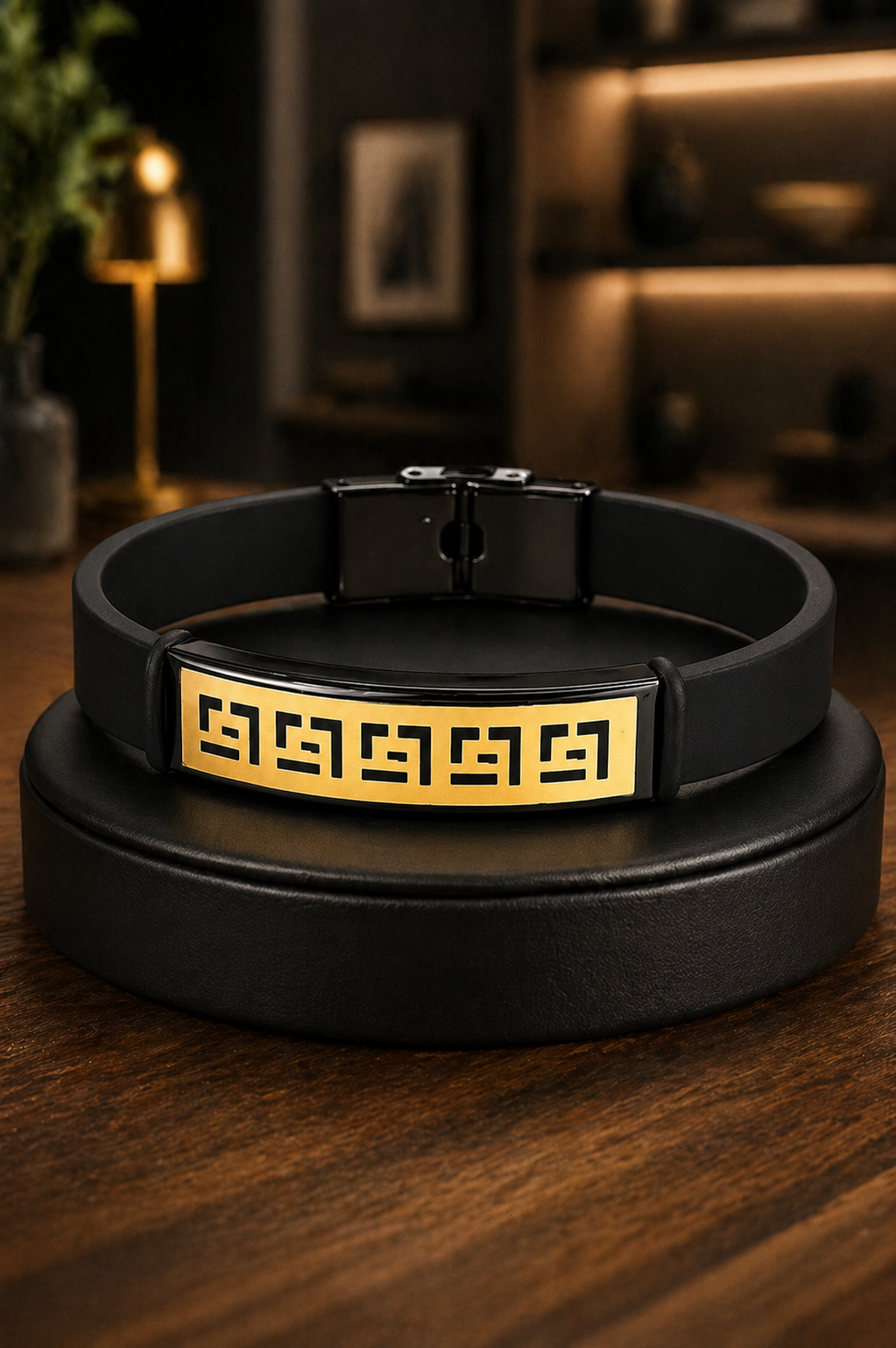 Axion men’s bracelet with 18K gold plate and black band modern design