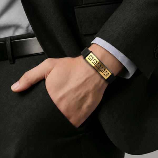 Axion men’s bracelet with 18K gold plate and black band modern design