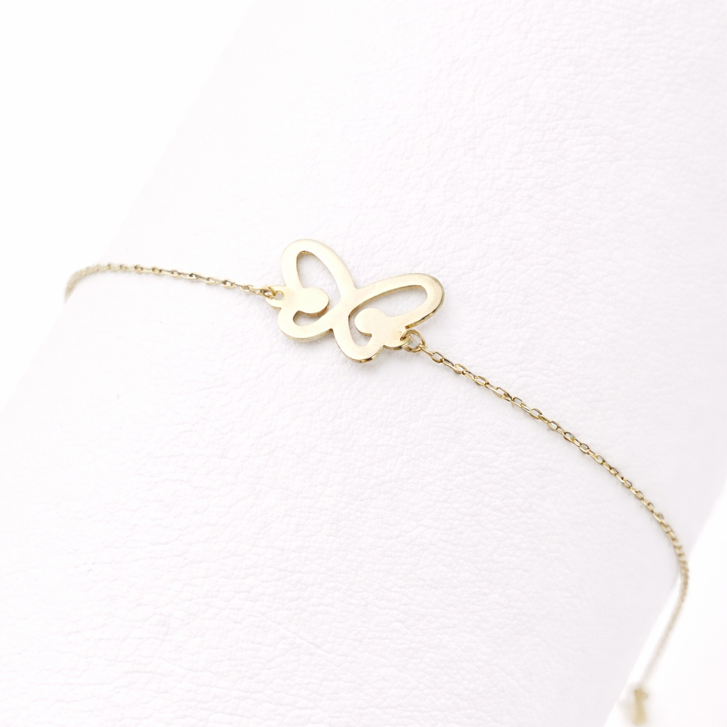 18k gold butterfly bracelet minimalist design