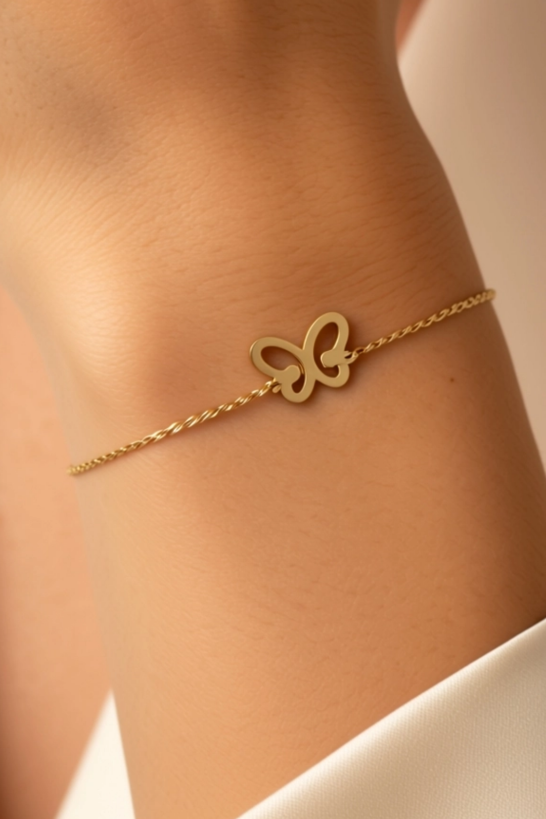 18k gold butterfly bracelet minimalist design
