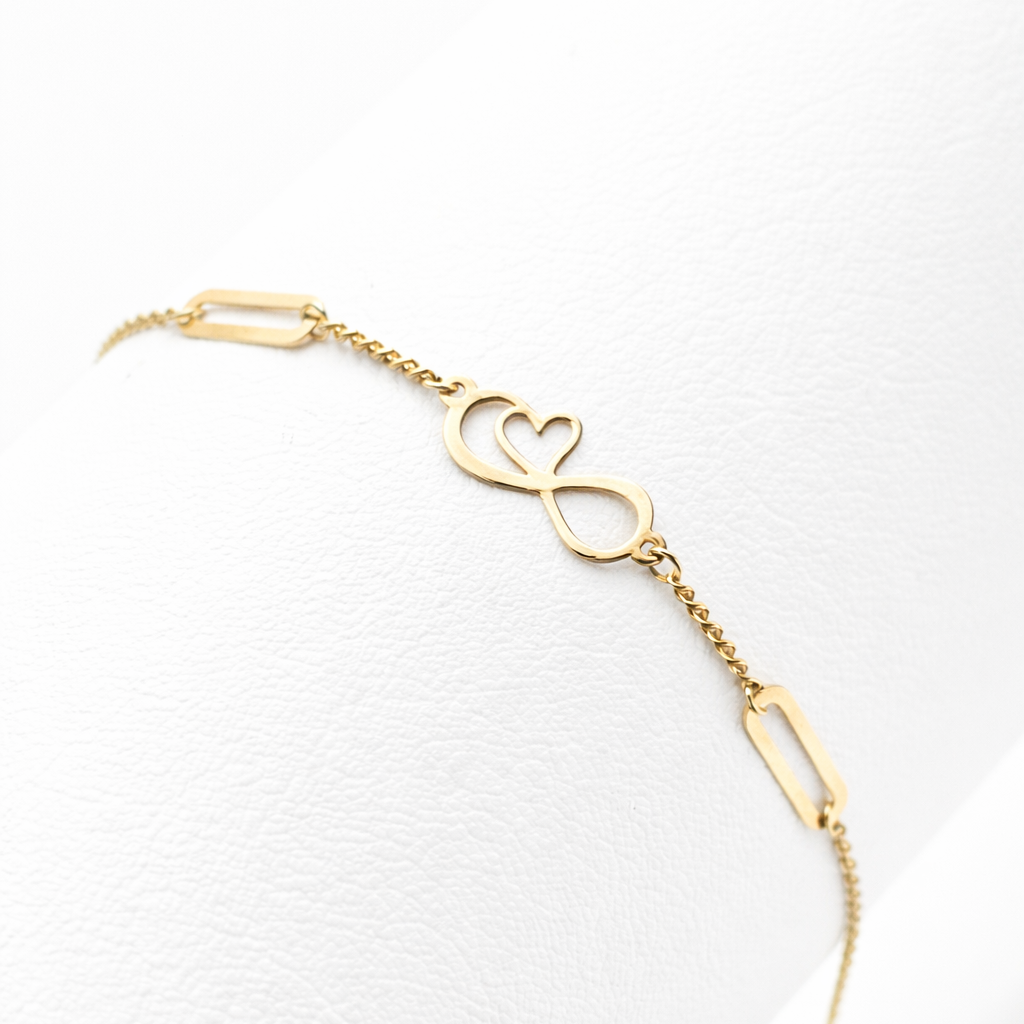 18k gold infinity heart bracelet