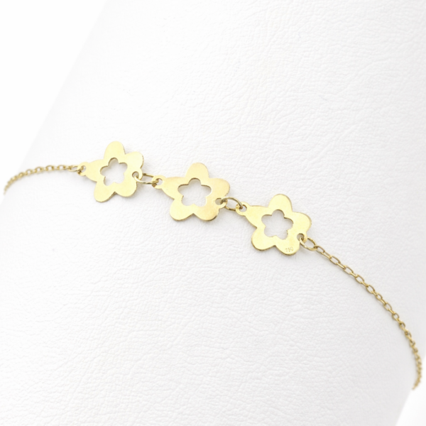 18k gold flower bracelet minimalist design