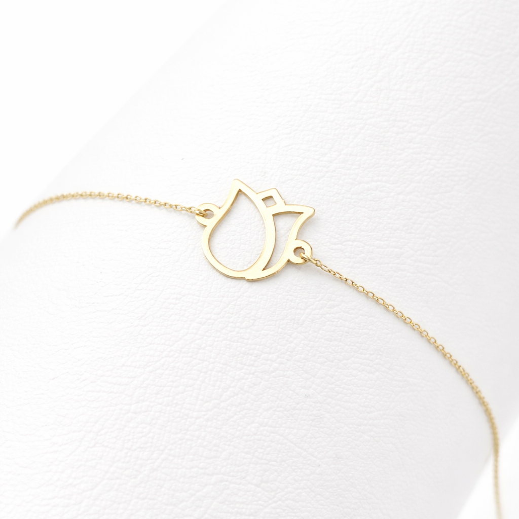 18k gold tulip bracelet minimalist design